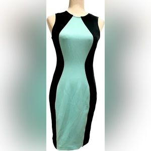 BOSTON PROPER aqua color block scuba dress 2 NWOT